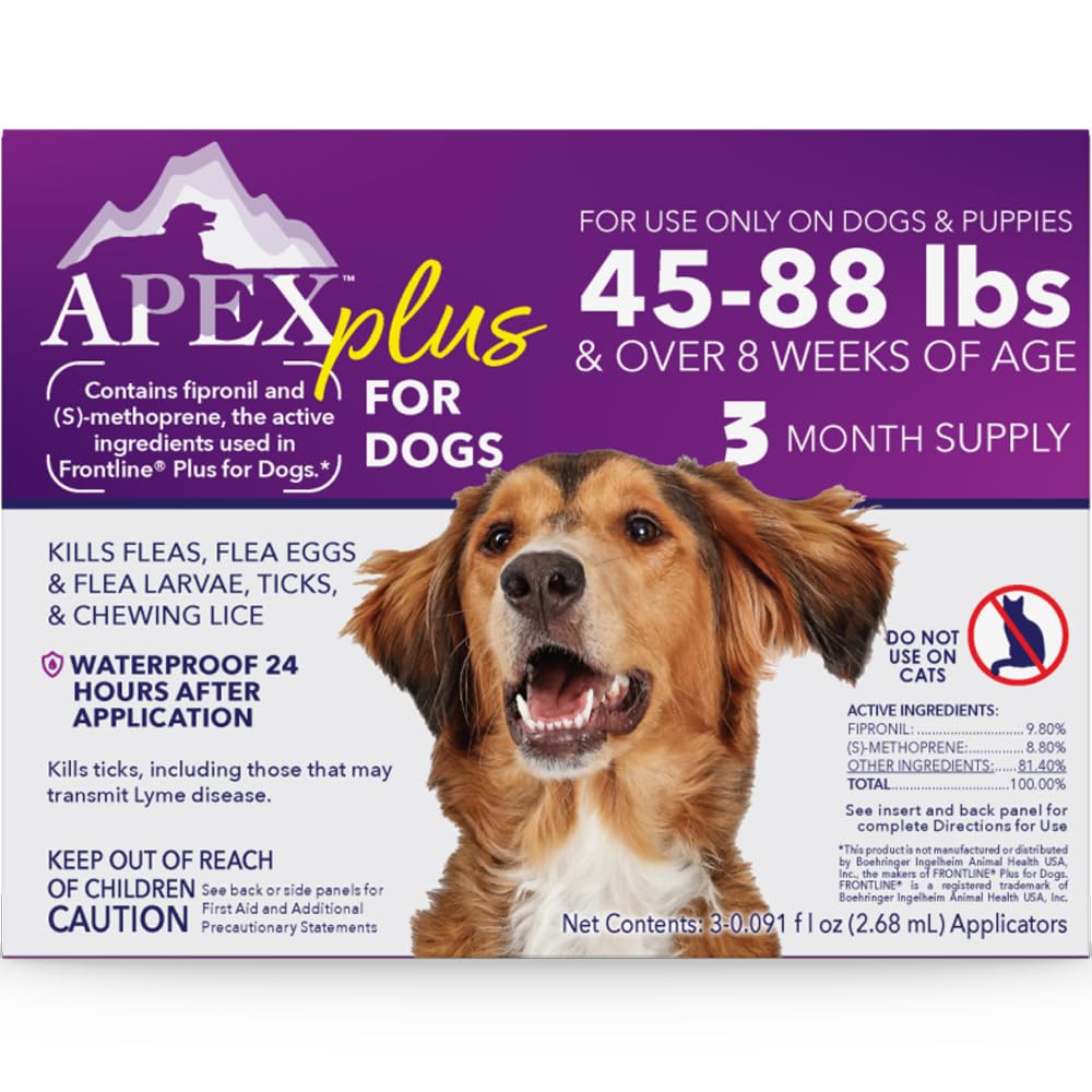 Apex Plus-packaging pour chien : emballage clair facilitant l'identification.