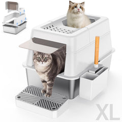 Aphyxen litière acier inox avec couvercle pour réduire les odeurs et faciliter le nettoyage.