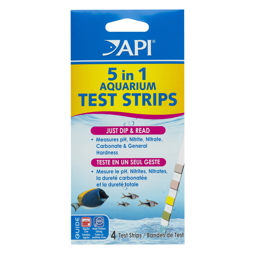 API 5-en-1 bandelettes test pour eau douce et mer, boîte 4 unités pour surveillance rapide