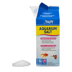 API Aquarium Salt - étiquette naturelle montrant les ingrédients actifs.