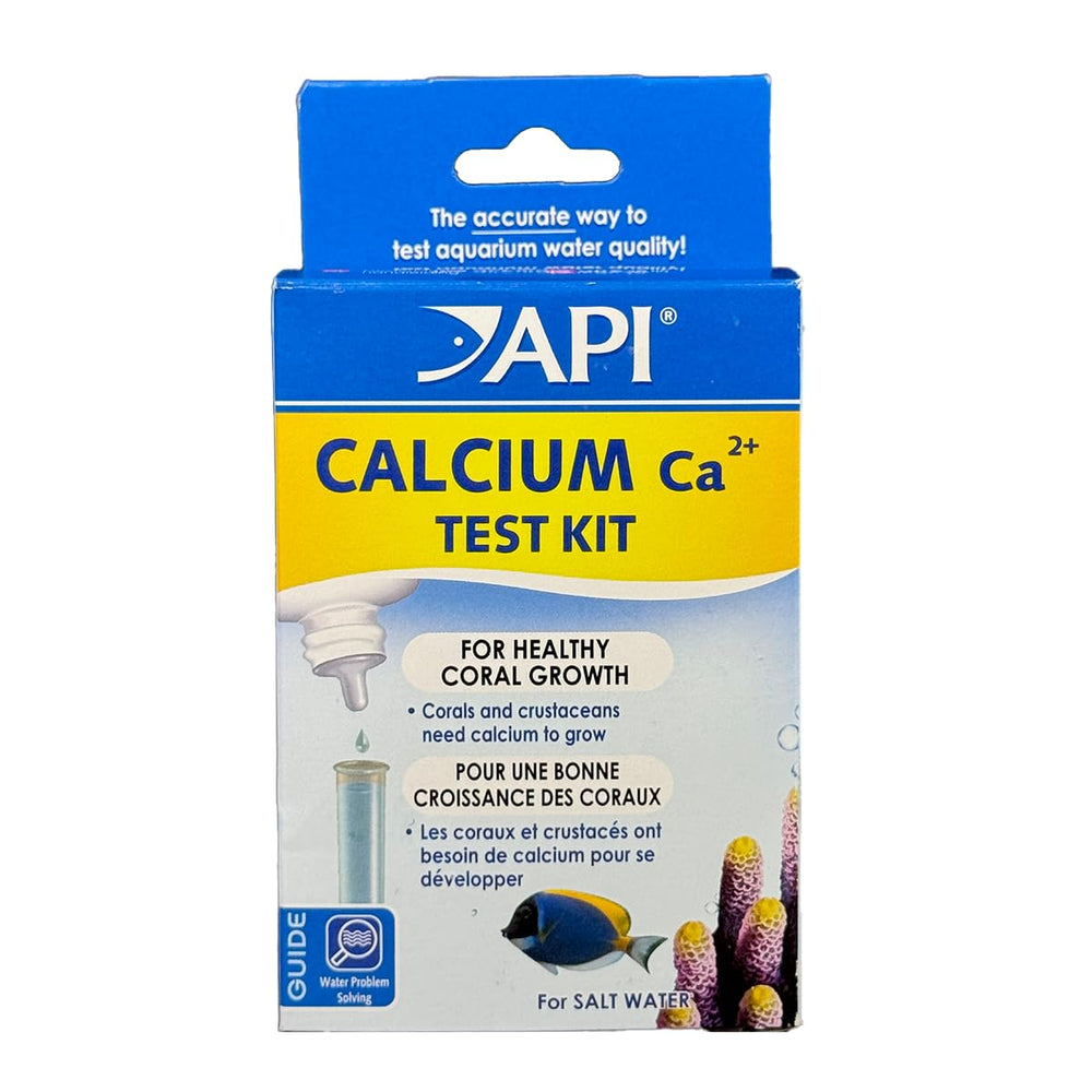 API Calcium Test Kit: deux bouteilles de réactifs pour tester le calcium dans l’eau de mer.