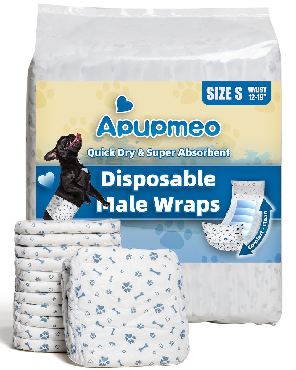 Apupmeo emballage protège-chien mâle, discrétion et praticité.
