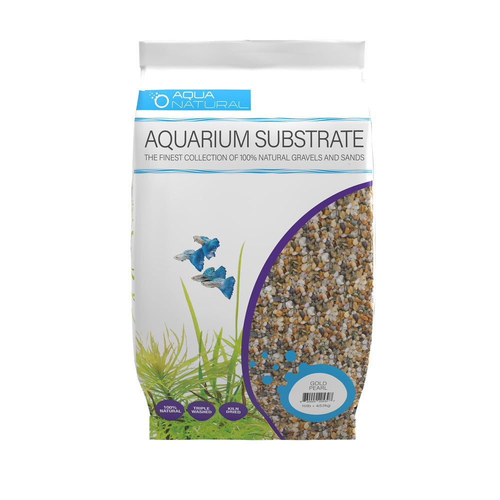 Aqua Natural, galet doré 2-4mm en gros plan, idéal pour un décor naturel dans l'aquarium.