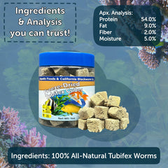 Galettes tubifex 4 types inclus Aquatic Foods pour la diversité des repas.