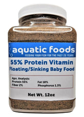 Aquatic Foods Inc. alimentation bébé poisson, poudre fine et flottante utile pour les alevins.