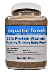 Aquatic Foods Inc. alimentation bébé poisson, poudre fine et flottante utile pour les alevins.