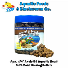 Pellets axolotl humides et coulants – alimentation fond adaptée.