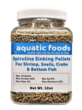 Pellets spiruline tombants Aquatic Foods pour crevettes et poissons de fond.