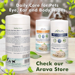 Lingettes Arava pour oreilles — déodorisation légère pour les pets.