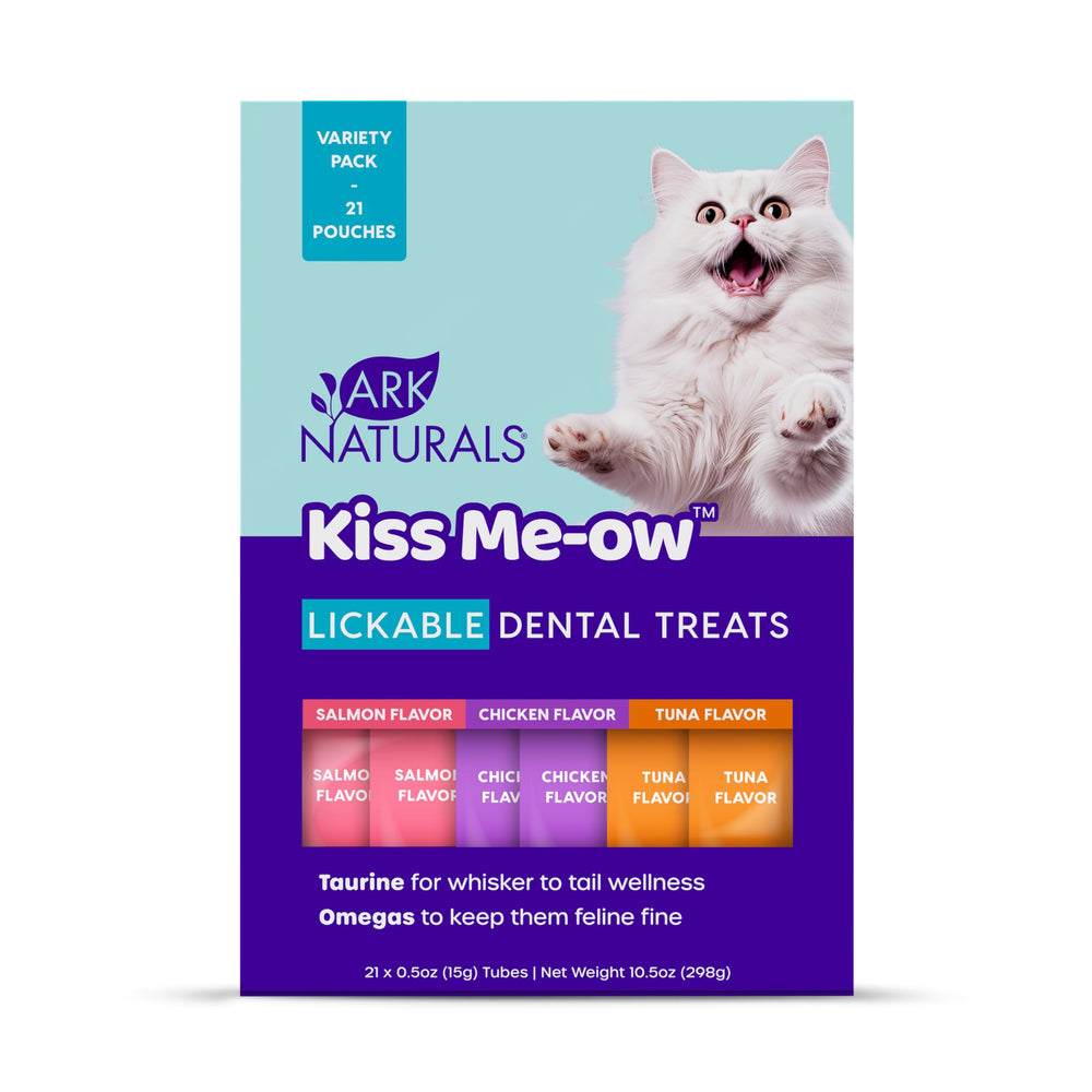 Ark Naturals Kiss Me-Ow tubes ensemble emballage: variété pratique pour récompenser votre chat.