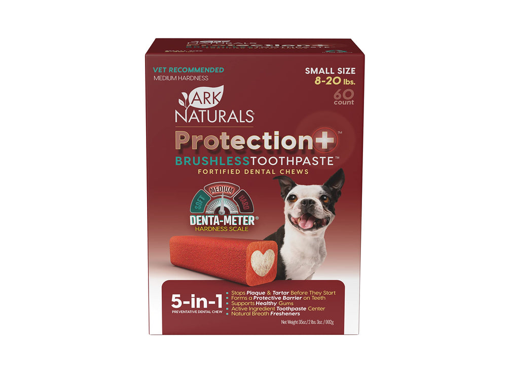 Ark Naturals Protection+ centre dentif pour chien, haleine potentiellement plus fraîche.