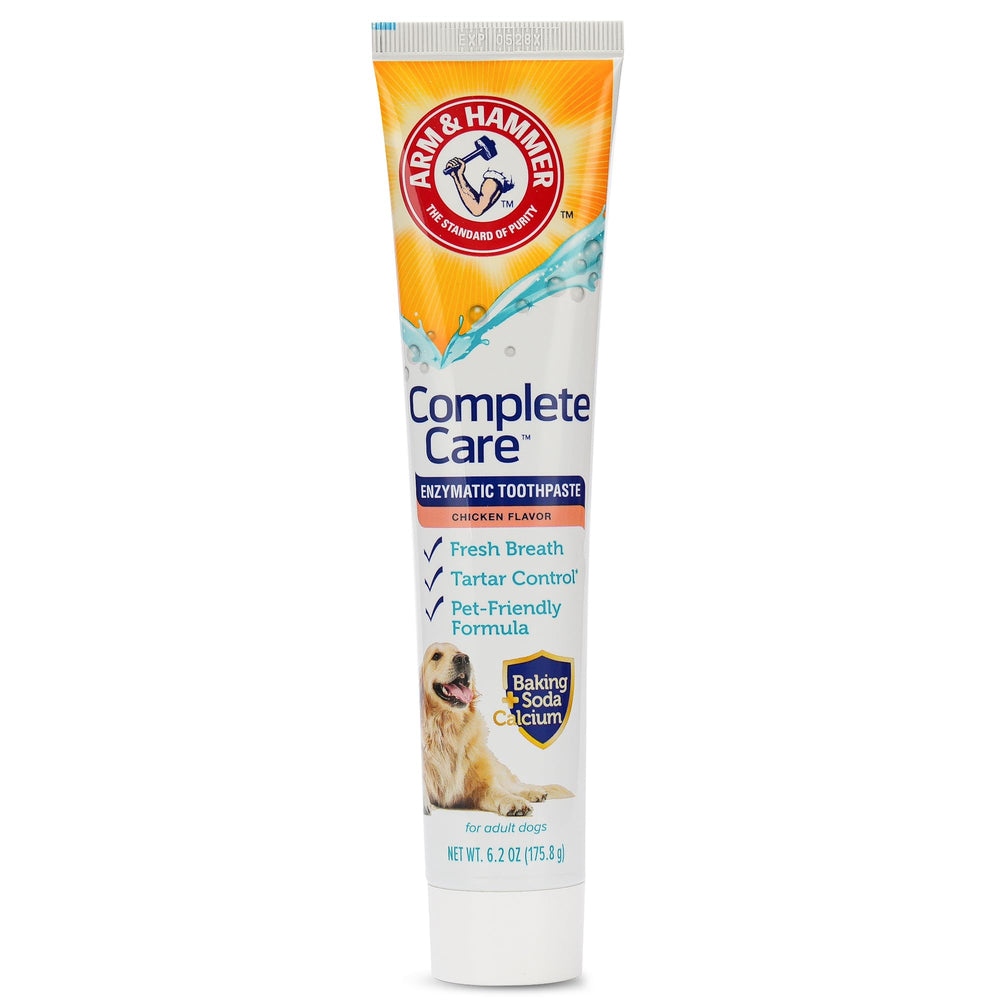 Arm & Hammer Complete Care pour chiens, emballage visible, prêt pour routine quotidienne.