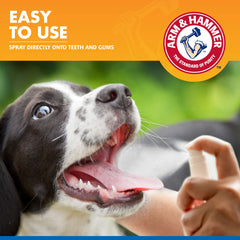 Flacon-spray dentaire Arm & Hammer pour chien, utilisation facile quotidiennement.