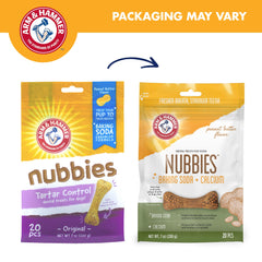 Arm & Hammer Nubbies – goût beurre de cacahuète pour favoriser une mastication prolongée.