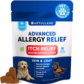 Bouteille Artullano de suppléments allergy chien, soutien potentiel de la peau et du poil.
