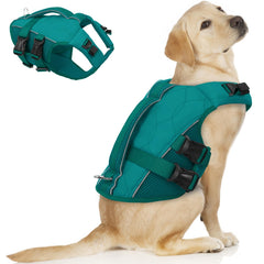 ASENKU gilet sauvetage chien vert lac, vue avant, améliore flotabilité.
