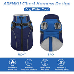 ASENKU manteau doublure polaire douce pour garder votre chien au chaud tout l'hiver