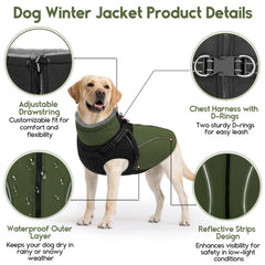 ASENKU manteau chien avec fermeture éclair dorsale pour enfilage rapide