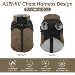 ASENKU manteau hiver pour chien, doublure polaire chaude pour plus de chaleur
