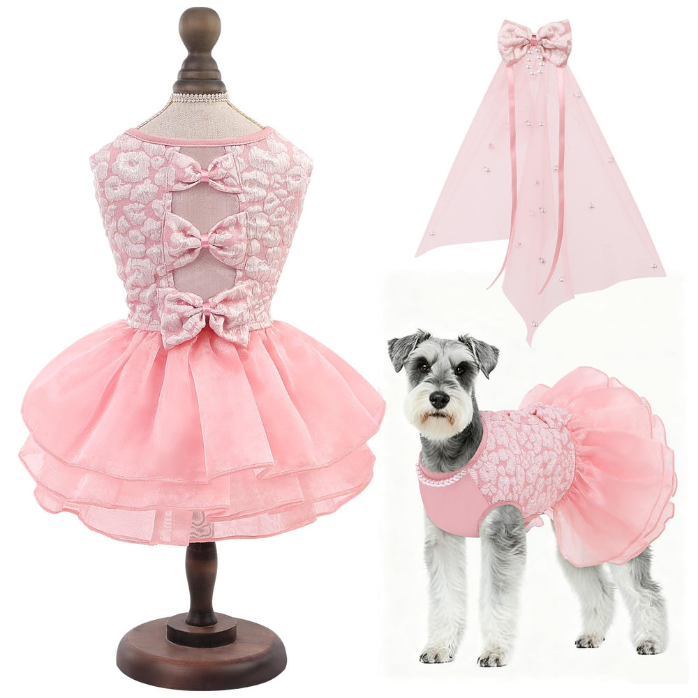 Robe ASENKU pour chien princesse avec perles, idéale pour mariages.
