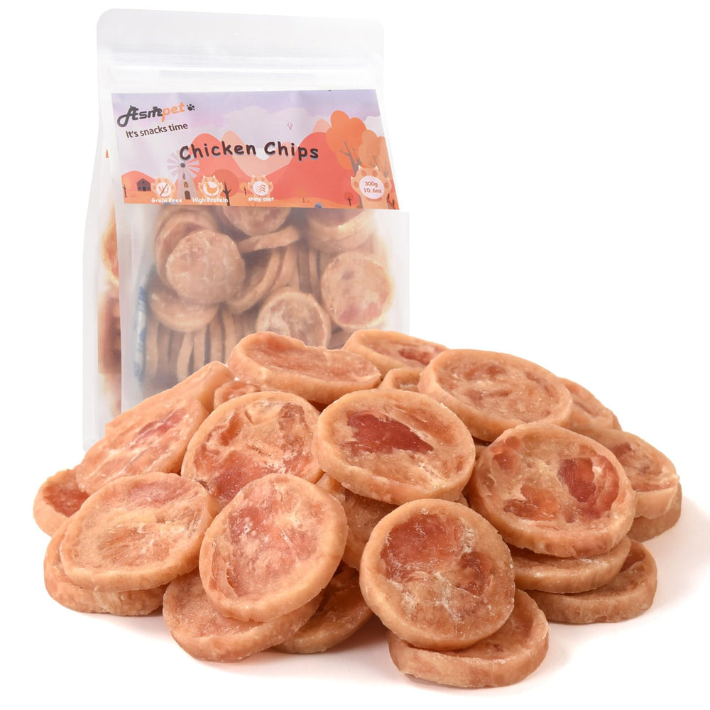ASMPET chips poulet sans céréales emballage pratique pour le dressage et les récompenses.