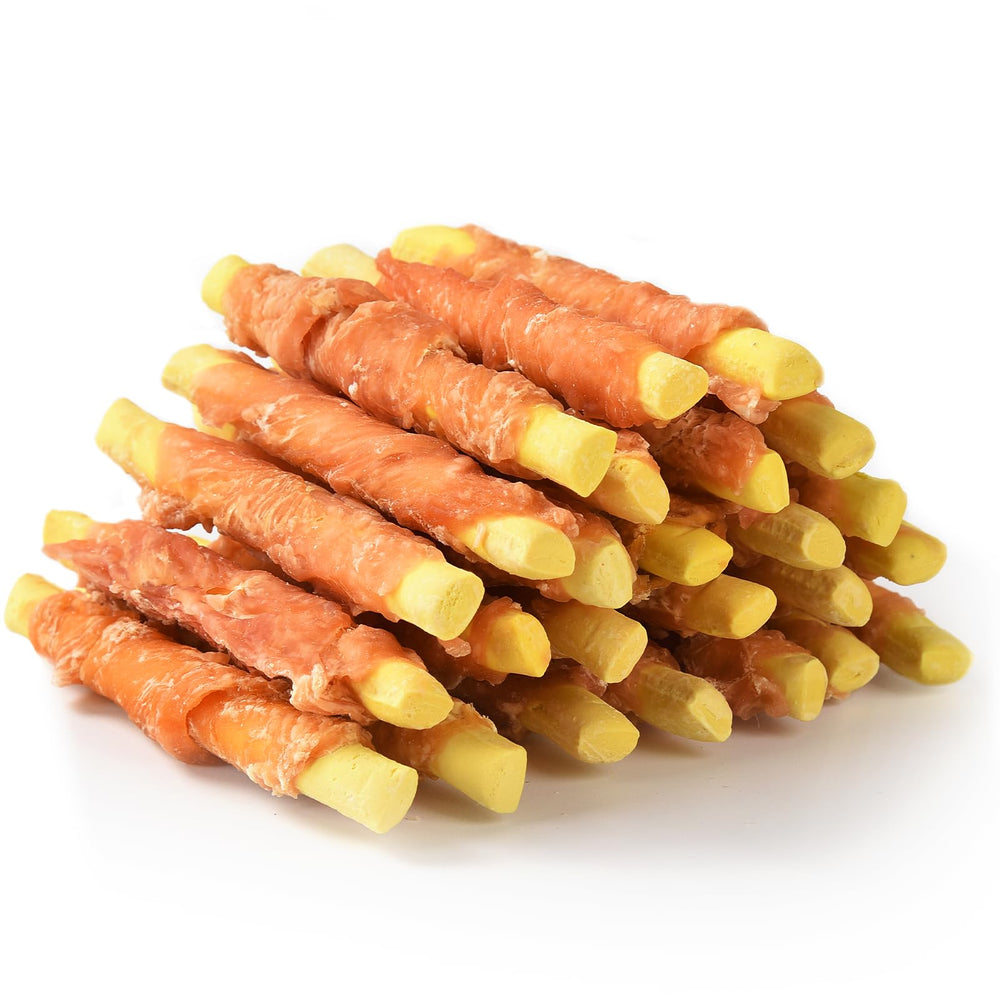 ASMPET friandises poulet citrouille enveloppées, récompense savoureuse pour chien.