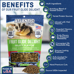 Atlantic Rush Fruit Glide Delight, proteines et vitamines, soutien la vitalite du marsupial volant.