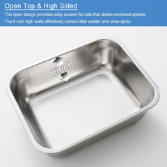 Atogafigo boîte litière inox, nettoyage rapide sans résidu.