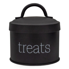 AuldHome Design Conteneur gourmandises chat émaillé noir — idéal pour petites friandises.
