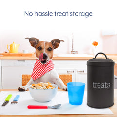 AuldHome Design pot friandises chien noir, design rétro pour une déco chic.