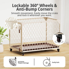 Aurapaws cage pour chien avec roues pivotantes facilite le déplacement dans la maison.
