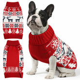 Pull Noël AURUZA pour chien avec col roulé chaud, parfait pour sorties hivernales.