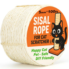 AUXMOTEC Corde sisal 100ft: bobine naturelle idéale pour réparer et rénover arbres à chat.