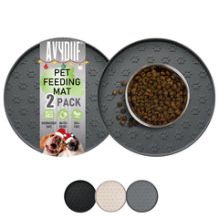 AVYDIIF tapis-nourriture anti-glisse gris 28x28: stabilise les bols et évite les éclaboussures