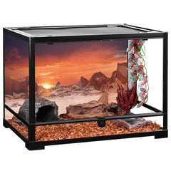 AWERT fond-terarium-soleil-orange, décor réaliste pour reptiles et poissons.