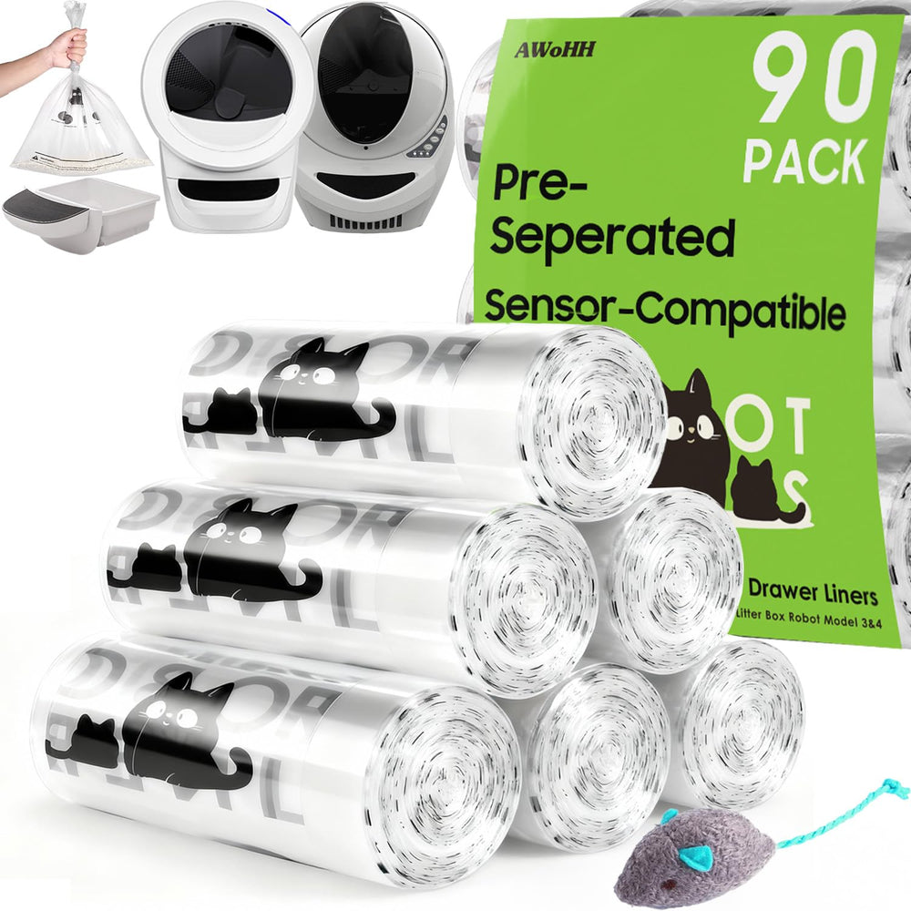 AWoHH sacs-litière robot 90 pack emballage transparente facilitant l'identification.