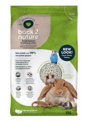 Back-2-Nature litier en papier recycle, absorption élevée pour petits animaux.