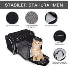 BAGLHER porte-chat sous-siège avion, conformité et voyage facilité.