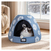 BALANCE lit-cave bleu de 19 pouces pour chat, refuge confortable.
