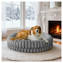 BALANCE lit-chien rond gris, espace généreux pour grands chiens et confort durable