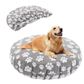 BALAPET Housse lit chien rond imprimé patte gris – douceur et style pour le repos.