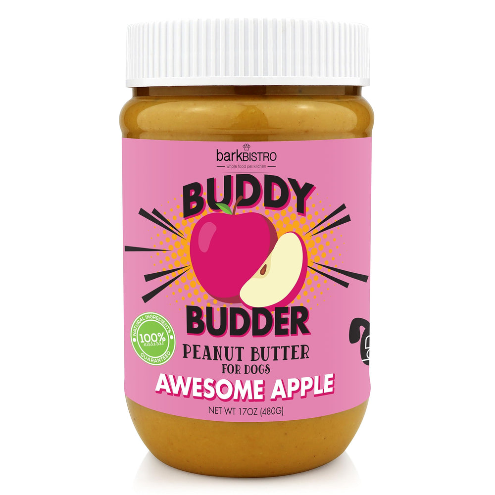 Bark Bistro Company Awesome Apple – pot beurré d’arachide naturel, parfaite pour farcir des jouets.