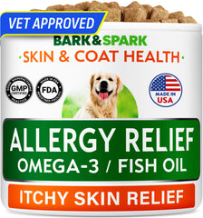BARK&SPARK bouchées allergie chien 60 unités soutien immunitaire quotidien.