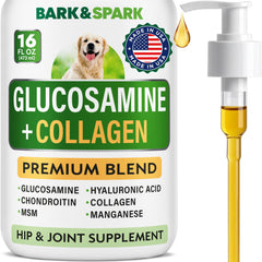 BARK&SPARK collagène liquide pour chien, bouteille prête à l’emploi, soutien des articulations.