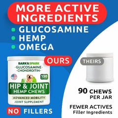 Gommes Bark&SPARK glucosamine chondroitine pour articulations du chien.