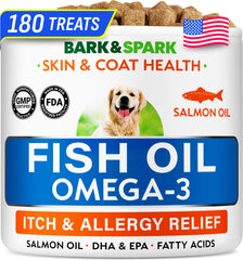 BARK&SPARK Omega3 flacon-bouchees pour chiens, soutien peau et pelage.