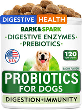 BARK&SPARK Probiotiques Chiens – bouchées saveur bacon pour soutien digestif quotidien.