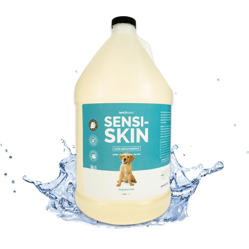 Shampoing Bark2Basics Sensi-Skin, flacon 1 galon, nettoyage doux pour peau sensible.