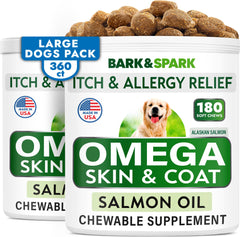 BARK&SPARK Oméga 3 friandises saumon pour pelage sain et brillant.