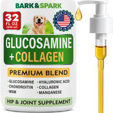 BARK&SPARK glucosamine liquide pour chien, bouteille, soutien mobilité.
